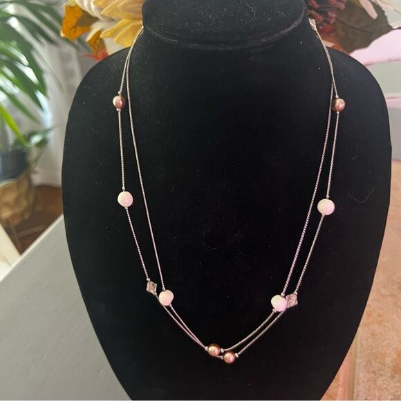 Long Silver Tone Beaded Necklace - Picture 4 of 6